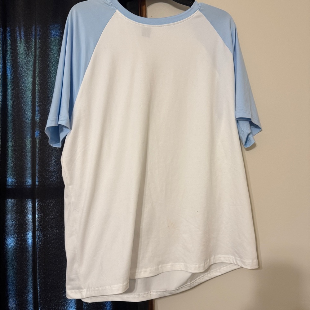 Blue and White Raglan Sleeve T-Shirt